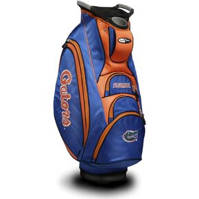 Team Golf NCAA Florida Gators Victory Golf Cart Bag, 10-way Top with Integrated Dual Handle & External Putter Well, Cooler Pocket, Padded Strap, Umbrella Holder & Removable Rain Hood