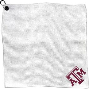 Team Golf NCAA NCAA Microfiber Towel - 15" X 15" (White) with Carabiner Clip, Premium Microfiber with Deep Waffle Pockets- Superior Water Absorption and Quick Dry Golf Cleaning Towel
