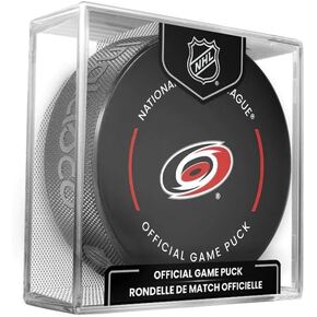 Carolina Hurricanes Official Game Hockey Puck with Holder