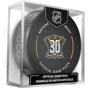 Ducks Official Game Hockey Puck with Holder