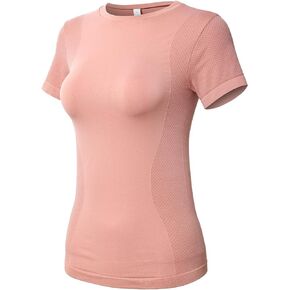 Women's Short Sleeve Workout Tops Seamless Athletic Shirts for Gym Yoga Running