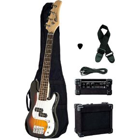 رابتور EB38CO-TS مقاس 3/4 للأطفال الصغار 4 سلسلة كهربائية P Bass، انفجار التبغ مع حقيبة الحفلة، حزام، كابل، اختيار، 5 وات أمبير، 38 بوصة طول in Kuwait