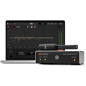 IK Multimedia ARC Studio room correction system includes analysis microphone, room correction software and stand-alone correction processor
