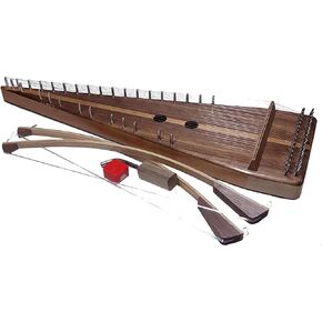 30 stringed Cherry bowed psaltery w/Black Walnut top and bottom with two bows