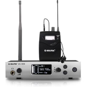 G-MARK in Ear Monitor Wireless System G5.1IEM Single Channel UHF Wireless Stage Return with in Earphone Frequency Selectable Metal Body for Stage Band Recording Studio Musicians