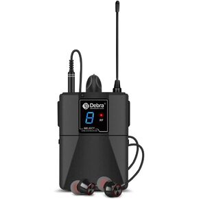 D Debra Wireless in Ear Monitor System ER-280 UHF Professional Mono IEM System Transmitter and Receiver with Earphone, for Stage, Band, Recording Studio, Live Performance (with 1 Receiver)