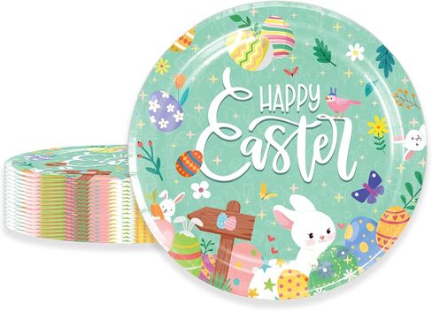 24 قطعة من أطباق ورق عيد الفصح للاستعمال مرة واحدة على شكل أرنب عيد الفصح للبالغين والأطفال، أدوات مائدة عيد الفصح السعيدة للاستعمال مرة واحدة، أطباق ورقية على شكل أرنب الربيع لحفلة عيد الفصح in Kuwait