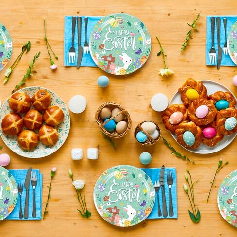 24 قطعة من أطباق ورق عيد الفصح للاستعمال مرة واحدة على شكل أرنب عيد الفصح للبالغين والأطفال، أدوات مائدة عيد الفصح السعيدة للاستعمال مرة واحدة، أطباق ورقية على شكل أرنب الربيع لحفلة عيد الفصح in Kuwait