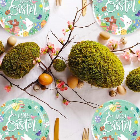 24 قطعة من أطباق ورق عيد الفصح للاستعمال مرة واحدة على شكل أرنب عيد الفصح للبالغين والأطفال، أدوات مائدة عيد الفصح السعيدة للاستعمال مرة واحدة، أطباق ورقية على شكل أرنب الربيع لحفلة عيد الفصح in Kuwait