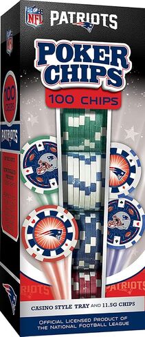 MasterPieces Game Day - NFL New England Patriots - مجموعة شرائح بوكر مكونة من 100 قطعة، على طراز الكازينو in Kuwait