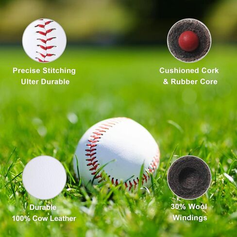 Leather Baseball 12 Pack Official League Baseballs Competition Level Baseball Balls for Youth/Adult 9 inch Practice Training Autographs Baseball(One Dozen) in Kuwait