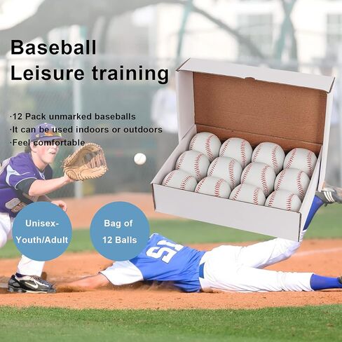 Leather Baseball 12 Pack Official League Baseballs Competition Level Baseball Balls for Youth/Adult 9 inch Practice Training Autographs Baseball(One Dozen) in Kuwait