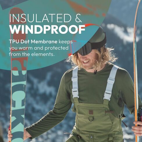 Yeh Man Ski & Snowboard Bib Pants | Khaki | Waterproof & Breathable, Insulated | Recycled Nylon in Saudi Arabia