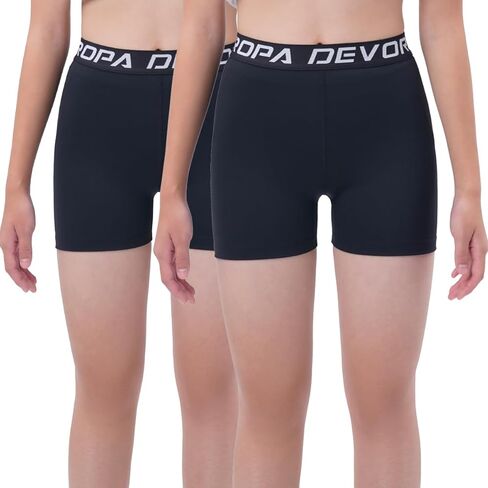 شورت مضغوط للكرة الطائرة من الألياف اللدنة للفتيات مقاس 3 بوصات من DEVOROPA، شورت يوجا قابل للتمدد للشباب والجمباز والرقص والرقص بدون جيوب in Kuwait