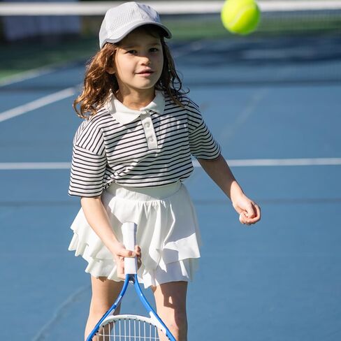 LX7 Girls Flowy Athletic Layered Shorts with Spandex Liner 2 in 1 with Pockets Kids Butterfly Skirts in Saudi Arabia