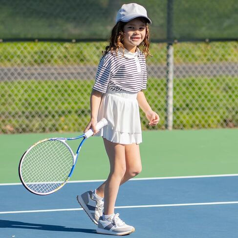 LX7 Girls Flowy Athletic Layered Shorts with Spandex Liner 2 in 1 with Pockets Kids Butterfly Skirts in Saudi Arabia