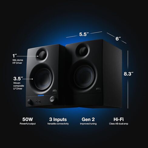 شاشات استوديو PreSonus Eris 3.5، زوج — سماعات مراقبة نشطة تعمل بالطاقة لإنتاج الموسيقى في المجال القريب، كمبيوتر مكتبي، صوت Hi-Fi in Kuwait