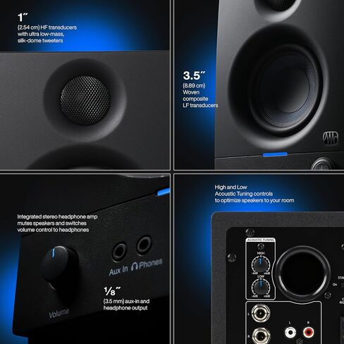 شاشات استوديو PreSonus Eris 3.5، زوج — سماعات مراقبة نشطة تعمل بالطاقة لإنتاج الموسيقى في المجال القريب، كمبيوتر مكتبي، صوت Hi-Fi in Kuwait
