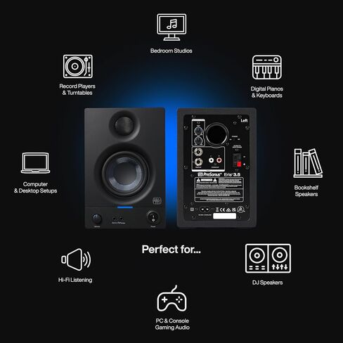 شاشات استوديو PreSonus Eris 3.5، زوج — سماعات مراقبة نشطة تعمل بالطاقة لإنتاج الموسيقى في المجال القريب، كمبيوتر مكتبي، صوت Hi-Fi in Kuwait