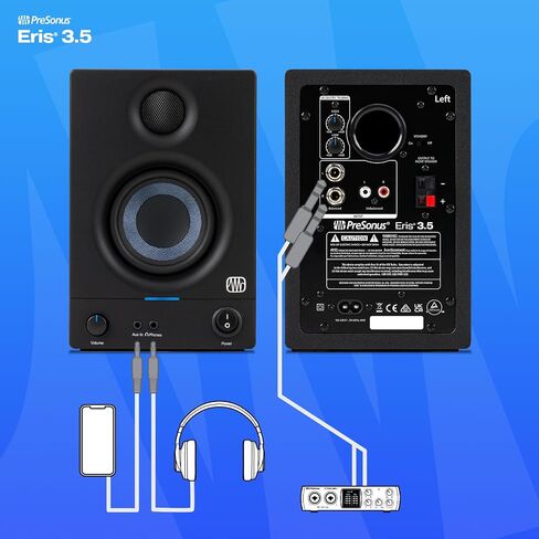 شاشات استوديو PreSonus Eris 3.5، زوج — سماعات مراقبة نشطة تعمل بالطاقة لإنتاج الموسيقى في المجال القريب، كمبيوتر مكتبي، صوت Hi-Fi in Kuwait