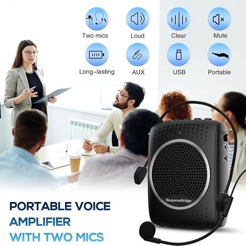 Voice Amplifier for Teachers Personal Lapel Microphone/Wired Microphone Headset - Loudly Rechargeable Portable Microphone with Speaker, 2000mAh Small Pa System with Headset Microphone Classroom ect in Kuwait
