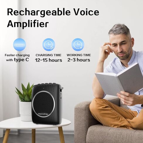 Voice Amplifier for Teachers Personal Lapel Microphone/Wired Microphone Headset - Loudly Rechargeable Portable Microphone with Speaker, 2000mAh Small Pa System with Headset Microphone Classroom ect in Kuwait