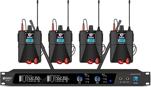 نظام مراقبة الأذن D Debra Audio PRO ER-202 UHF ثنائي القناة لاسلكيًا مع نوع مراقبة للمسرح، وجهاز استقبال للاستوديو، والجيتار، وأداء النطاق (4 أجهزة محمولة مع جهاز إرسال) in Saudi Arabia
