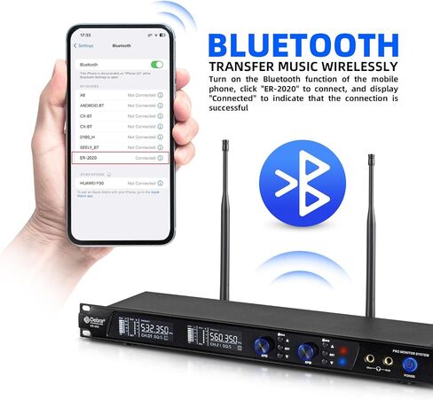 نظام مراقبة الأذن D Debra Audio PRO ER-202 UHF ثنائي القناة لاسلكيًا مع نوع مراقبة للمسرح، وجهاز استقبال للاستوديو، والجيتار، وأداء النطاق (4 أجهزة محمولة مع جهاز إرسال) in Saudi Arabia