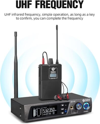 نظام مراقبة الأذن D Debra Audio PRO ER-202 UHF ثنائي القناة لاسلكيًا مع نوع مراقبة للمسرح، وجهاز استقبال للاستوديو، والجيتار، وأداء النطاق (4 أجهزة محمولة مع جهاز إرسال) in Saudi Arabia