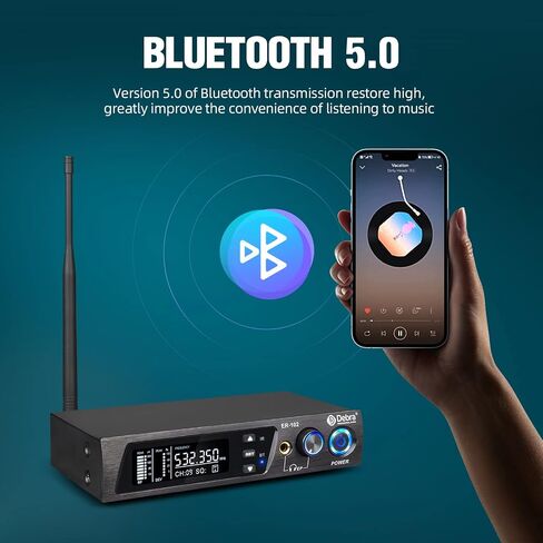 نظام مراقبة الأذن D Debra Audio PRO ER-202 UHF ثنائي القناة لاسلكيًا مع نوع مراقبة للمسرح، وجهاز استقبال للاستوديو، والجيتار، وأداء النطاق (4 أجهزة محمولة مع جهاز إرسال) in Saudi Arabia