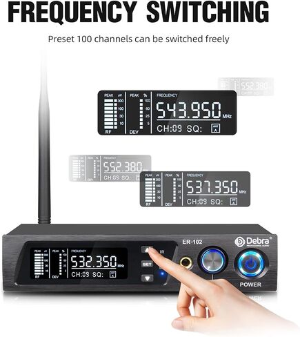 نظام مراقبة الأذن D Debra Audio PRO ER-202 UHF ثنائي القناة لاسلكيًا مع نوع مراقبة للمسرح، وجهاز استقبال للاستوديو، والجيتار، وأداء النطاق (4 أجهزة محمولة مع جهاز إرسال) in Saudi Arabia