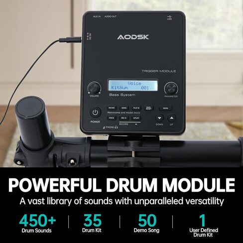 مجموعة الطبول الكهربائية، مجموعة الطبول الإلكترونية للبالغين مع 455 صوتًا، وسادات طبلة شبكية، وعصي الطبل، ودواسات شديدة التحمل، وعرش الطبل، وسماعات الرأس متضمنة - (UAED-5DS) in Kuwait