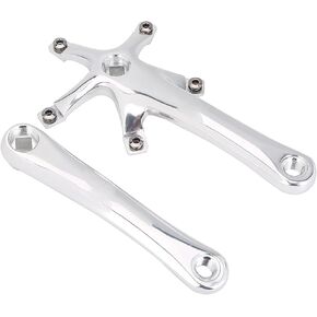 Estink Crankset, 1Pair 170MM Mountain Road Alloy Left and Right Crank Arms Repair Parts Crank Arm Set Arm Accessory for Single and Two Piece Road Chainring(Silver)