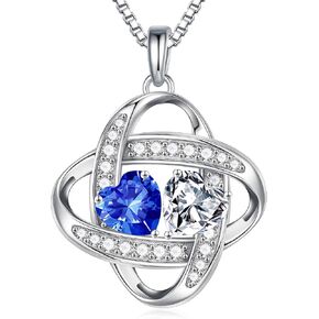 MOOSEA Moissanite Necklace Christmas Gifts for Women - S925 Sterling Silver Love Knot Birthstone Moissanite Necklace 1.2ct D Color VVS1 Clarity, Anniversary Valentines Birthday Gift for Wife Women Her