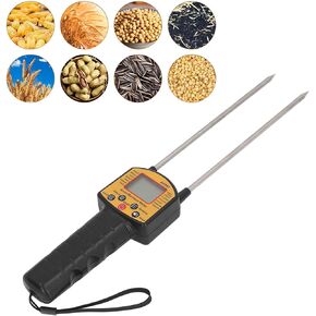 Grain Humidity Meter - Digital LCD Display Grain Humidity Tester with Double Probe, Smart Sensor Use Probe Humidity Tester for Wheat Corn Rice Bean Peanut Soybean