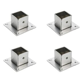 Wealrit 4 Pcs Square Post Bases Stainless Steel Flange Anchor Bases Heavy Duty Post Brackets for Fence Deck Railing Support(1" x 1")