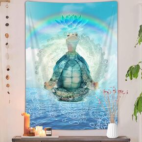 bzwcbei Meditation Vertical Tapestry, Mandala Chakra Yoga Turtle Tapestry Aesthetics Wall Hanging for Bedroom, Hippie Lotus Spiritual Zen Tapestries Poster Blanket College Dorm Home Decor 40X60Inches