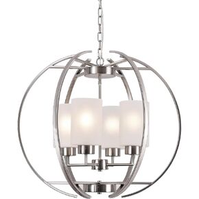 NA BOZO 24" Globe Chandelier Brushed Nickel Chandeliers Modern Foyer Lighting Fixtures Dining Room Hanging Pendant Lighting Frosted Glass Shades