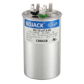 BOJACK 40/15 uF 40+15 MFD 370/440 VAC CBB65B Dual Run Start Round Capacitor for Condenser Straight Cool or Heat Pump Air Conditioner or AC Motor and Fan Starting