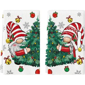 Artoid Mode Gnomes Xmas Trees Christmas Kitchen Towels Dish Towels, 18x26 Inch Daily Seasonal Winter Decoration Hand Towels Set of 2