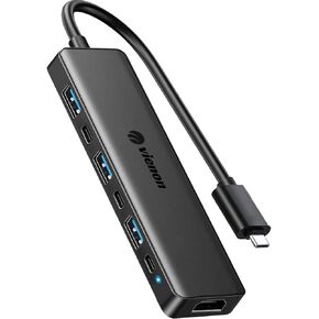 موزع USB 3.0 مع قارئ بطاقة SD/TF، ​​موسع USB VIENON 5 في 1 مع قارئ بطاقة ذاكرة SD/Micro SD و3 منافذ USB 3.0 للكمبيوتر الشخصي وأجهزة الكمبيوتر المحمولة وSurface Pro وMacBook وiMac Pro