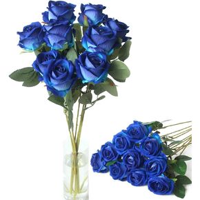 Rose Flower, Artificial Rose Flower, Holiday Decorations, Lifelike Silk Flowers/9 Pieces (Blue Rose Flower)