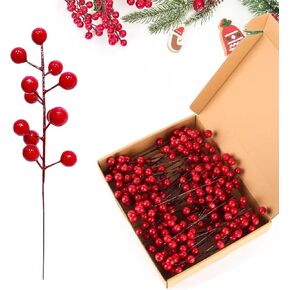 35 Pack Christmas Tree Decorations,Burgundy Orange Berry Picks Holly Berries Branches for Christmas Tree Decorations Crafts Wedding Holiday Season Winter Décor Home Decor (Orange)