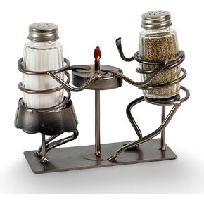 Made Easy Kit Salt and Pepper Couple Glass Shaker Set and Rack - Includes 2 Spice Jars (Couple & Rose)