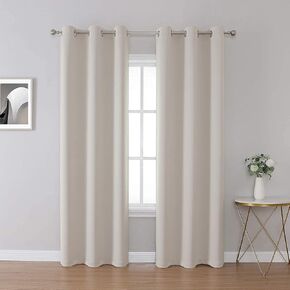 Inherent Flame Retardant Curtains Room Darkening for Schools Classrooms Dorm Nursing Home Light Beige 42 x 84 1 Panel