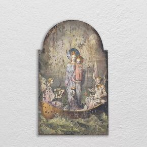 Vintage Mary & Angels Image on Decorative Wood Wall Décor