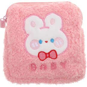 FRCOLOR Sanitary Napkin Storage Bag Travel Period Bag Travel Toiletry Bag Travel Menstrual Pad Pouch Diaper Bag for Sanitary Pad Storage Bag Pad Bag Small Bag Plush Miss Outdoor Pink