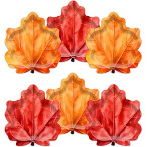 48Pcs Thanksgiving Paper Plates Maple Leaf Shaped Disposable Plates Fall Leaves Harvest Market Party SuppliesTableware for Autumn Harvest Dinner Kitchen Holiday Party Decor 2 Styles