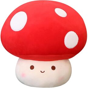 Cute Mushroom Plush Toy Soft Red Mushroom Plushie Pillow Stuffed Hugging Pillows Gift for Girls Kids Women Decor Christmas Valentines Party (red/25cm/9.8inches)