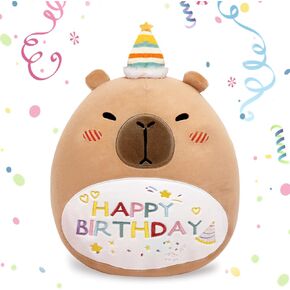 Happy Birthday Capybara Plush Pillow 14" Capybara Stuffed Animals Capybara Plush Birthday Gift for Kids Boys Girls